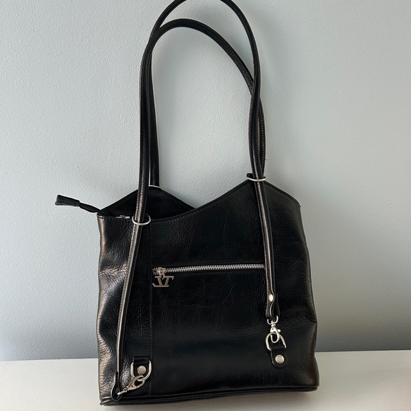 Tuscany Leather Black Leather Convertible Handbag - Picture 2 of 10